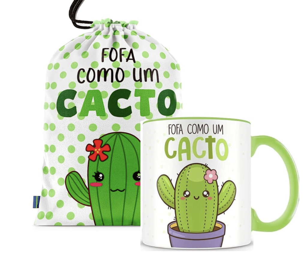 Caneca de Cerâmica Fofa Como Um Cacto