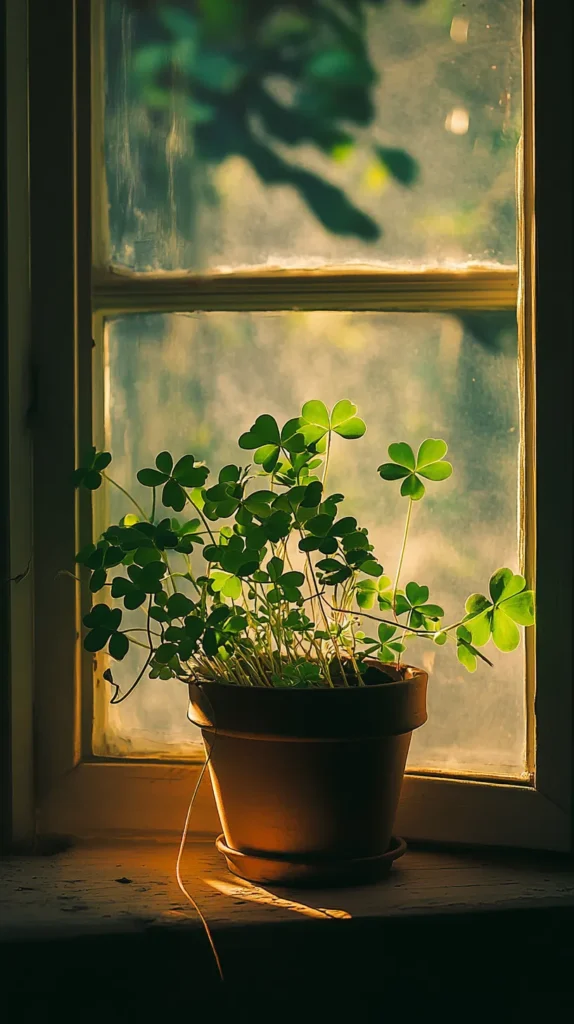 u2565318356_A_potted_shamrock_plant_with_some_dry_fallen_leav_920592c0-50c0-4d03-a846-25f58d7292e1_1