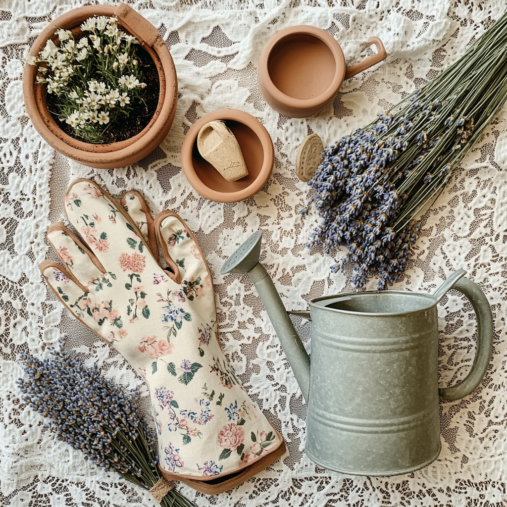 u2565318356 A flat lay of Cottagecore inspired gardening tool b0a9a623 238f 449a b63d 20b86d6dc206 1