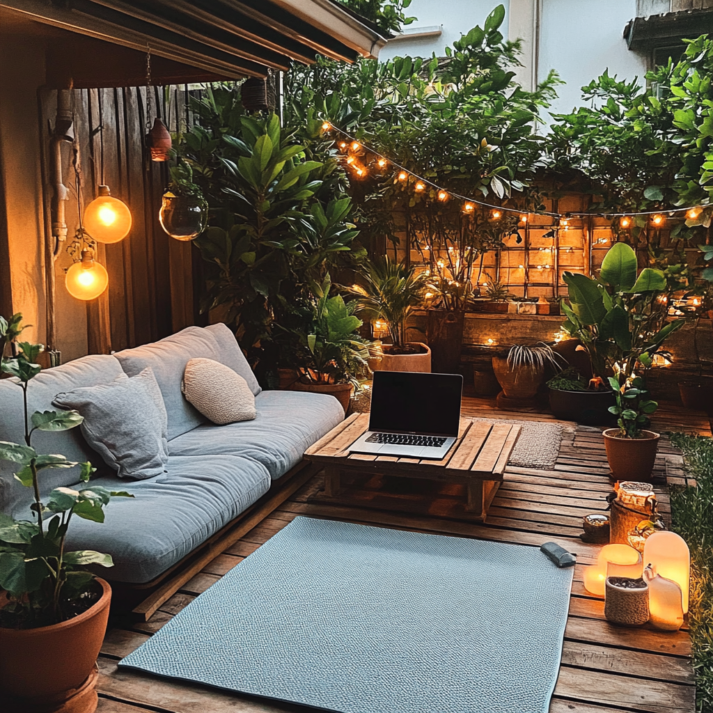 jardim em espaço externo