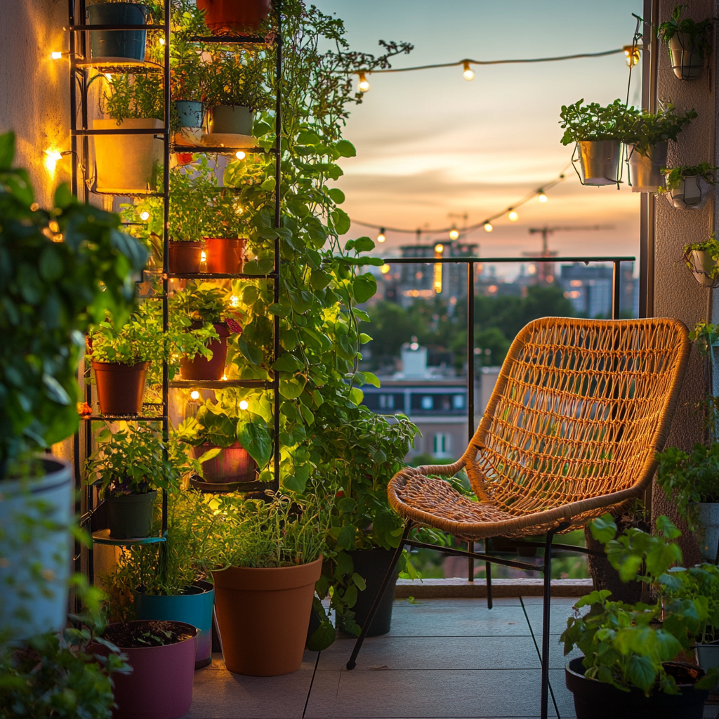 jardim em espaço externo