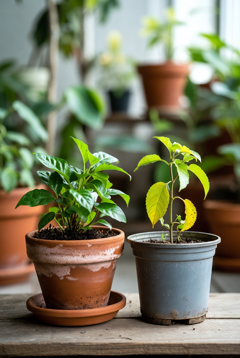 vaso de plantas de argila